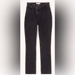 Abercrombie & Fitch Curve Love Ultra High Rise 90s Slim Straight Jean Black 4